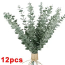 12/36pcs Green Artificial Eucalyptus Stems Fake Plants Eucalyptus Leaves Branches Flower Bouquet Wedding Christmas Party Decor