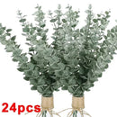 12/36pcs Green Artificial Eucalyptus Stems Fake Plants Eucalyptus Leaves Branches Flower Bouquet Wedding Christmas Party Decor