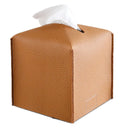 Tissue Box Cover Holder, Square with Bottom Belt by Carrot's Den -PU Leather Decorative Organizer for Tabletop, Bathroom,Office